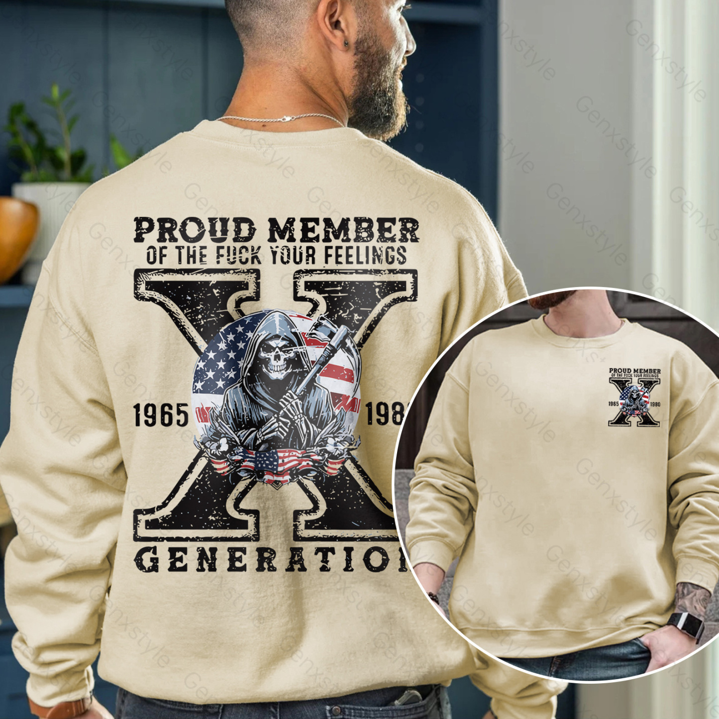 Generation X Skull Design Crewneck