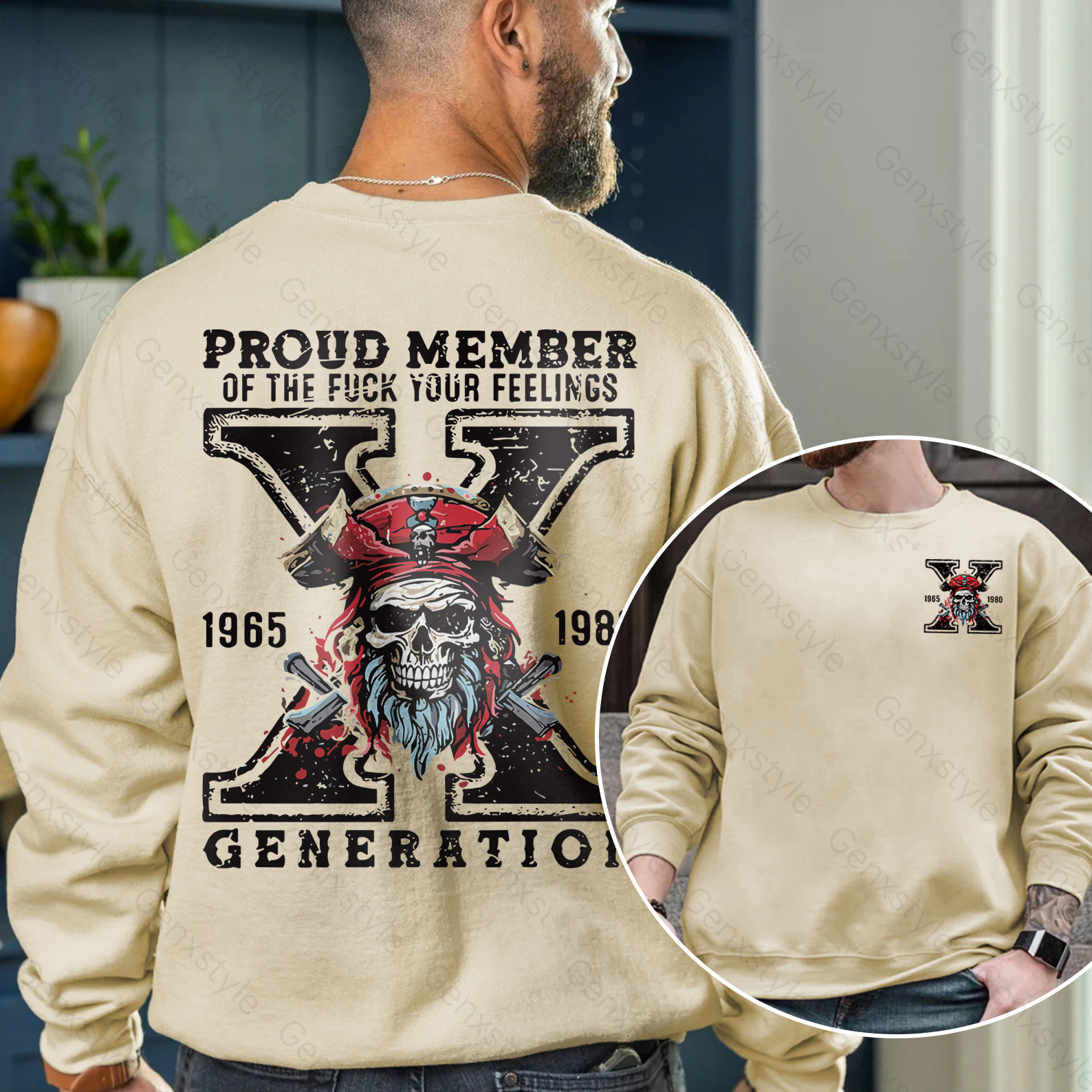 Generation X Skull Design Crewneck