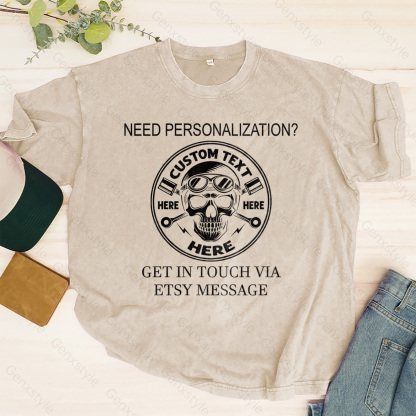 Washed Generation X Skull Motorcycle T-shirt