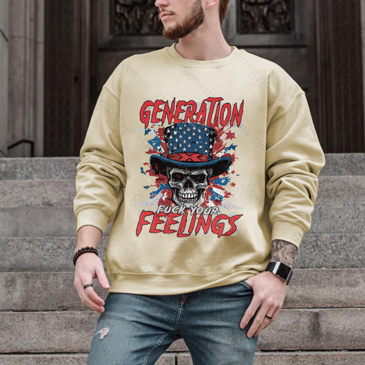 Generation X Fuck Your Feelings American Skull Crewneck