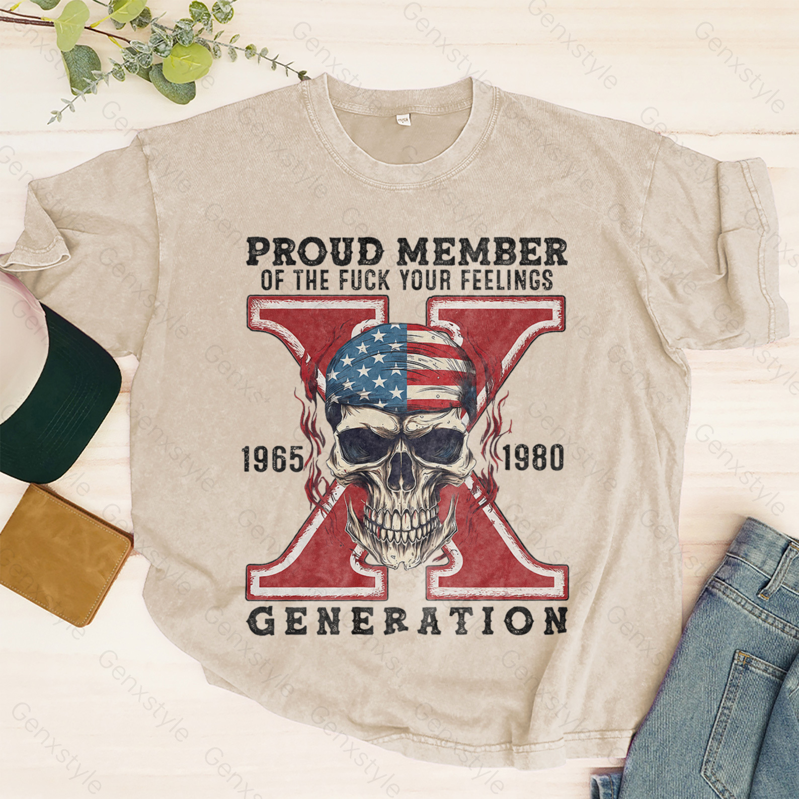 Washed Skull Halloween Gen X T-shirt