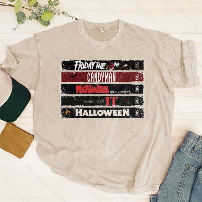 Washed 90s Halloween Horror Movie T-shirt