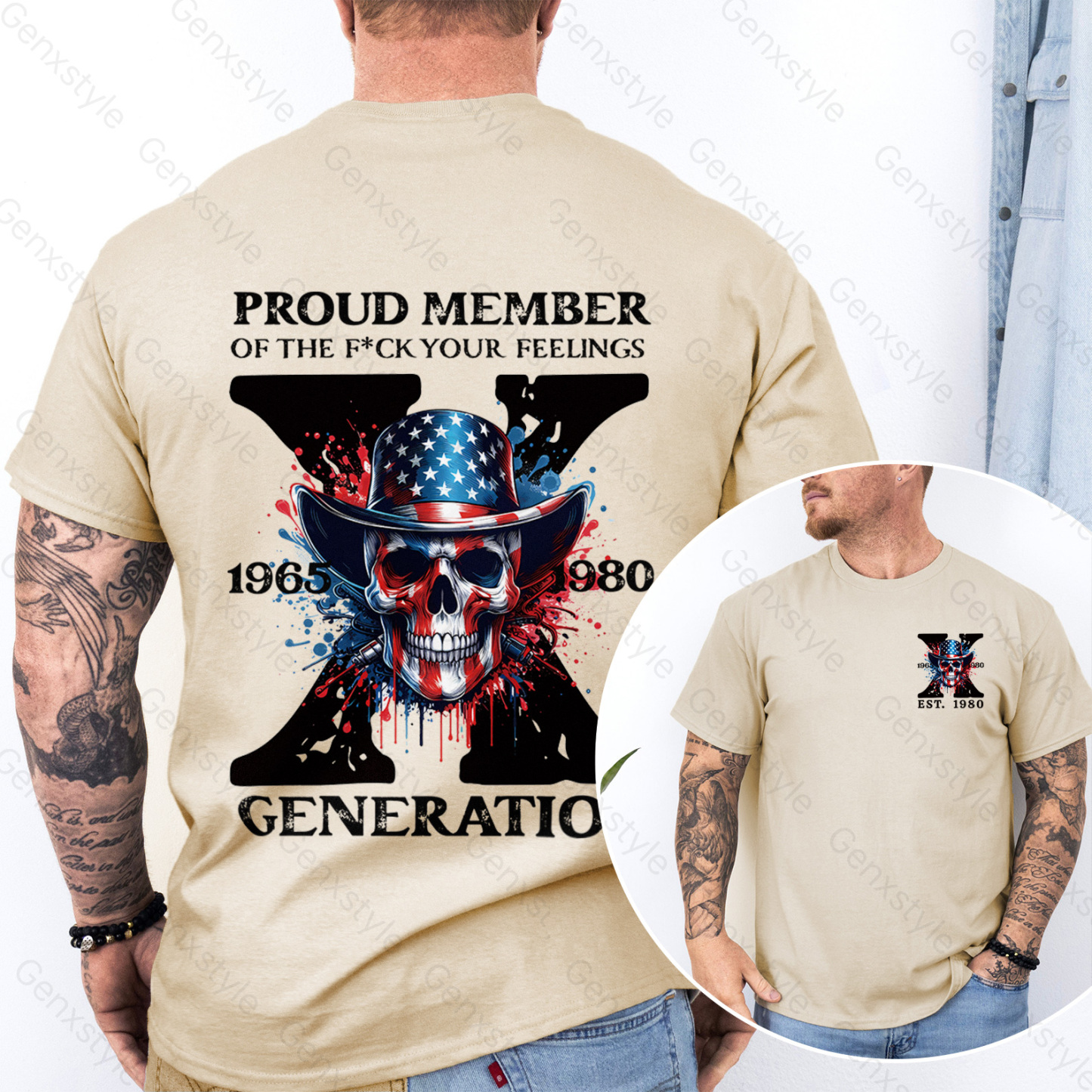 America Funny Skull Generation X T-shirt