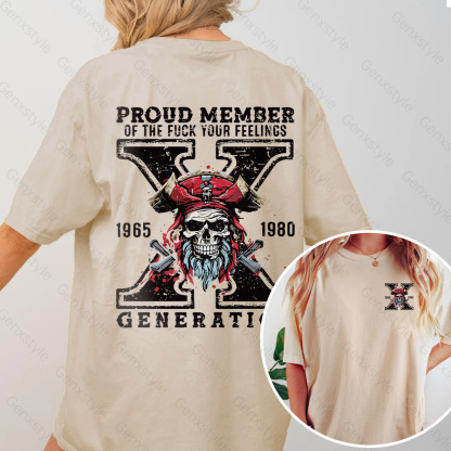 Washed Generation X Skull Design T-shirt