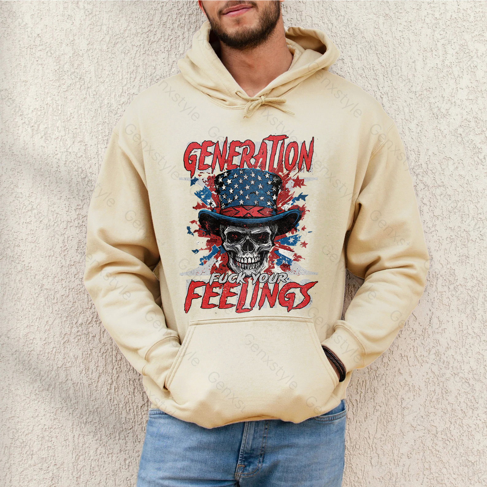 Generation X Fuck Your Feelings American Skull Hoodie