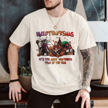 Happy Hallothanksmas Funny Christmas Horror T-shirt