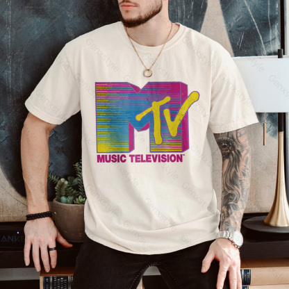 MTV Distressed Fluorescent Gradient Logo T-shirt