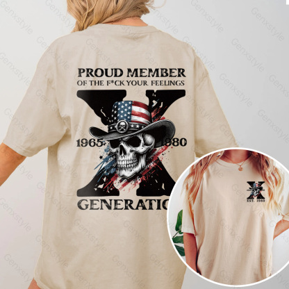 Washed America Funny Skull Generation X T-shirt