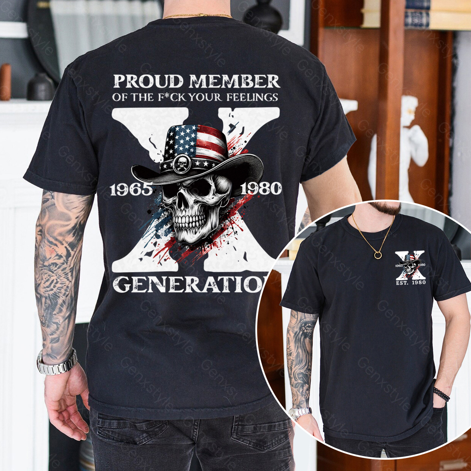 America Funny Skull Generation X T-shirt