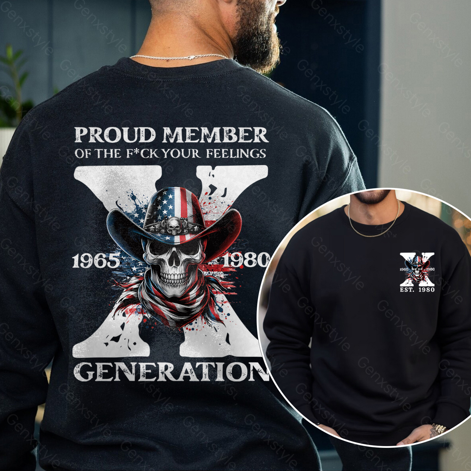 America Funny Skull Generation X Crewneck