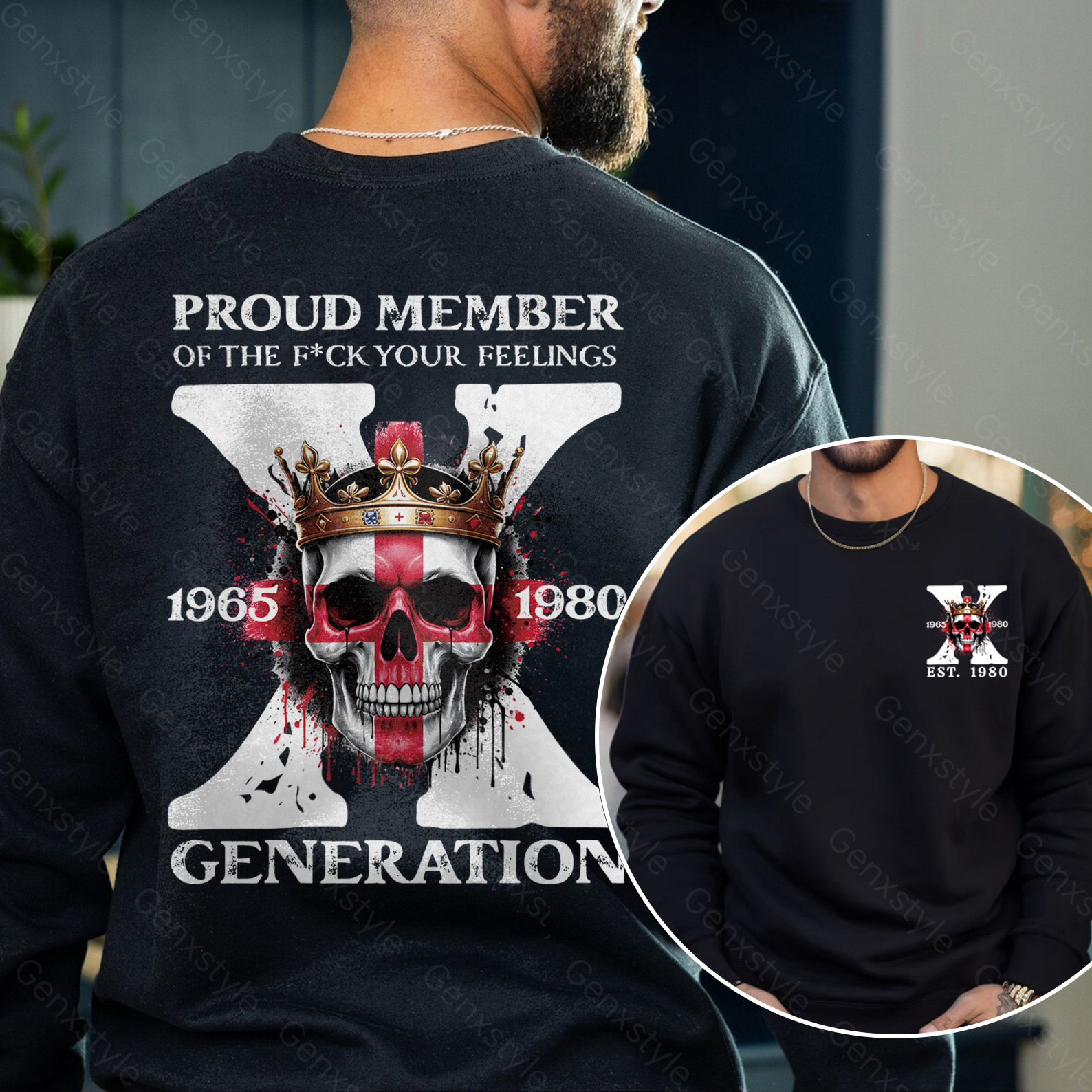 Britain Funny Skull Generation X Crewneck