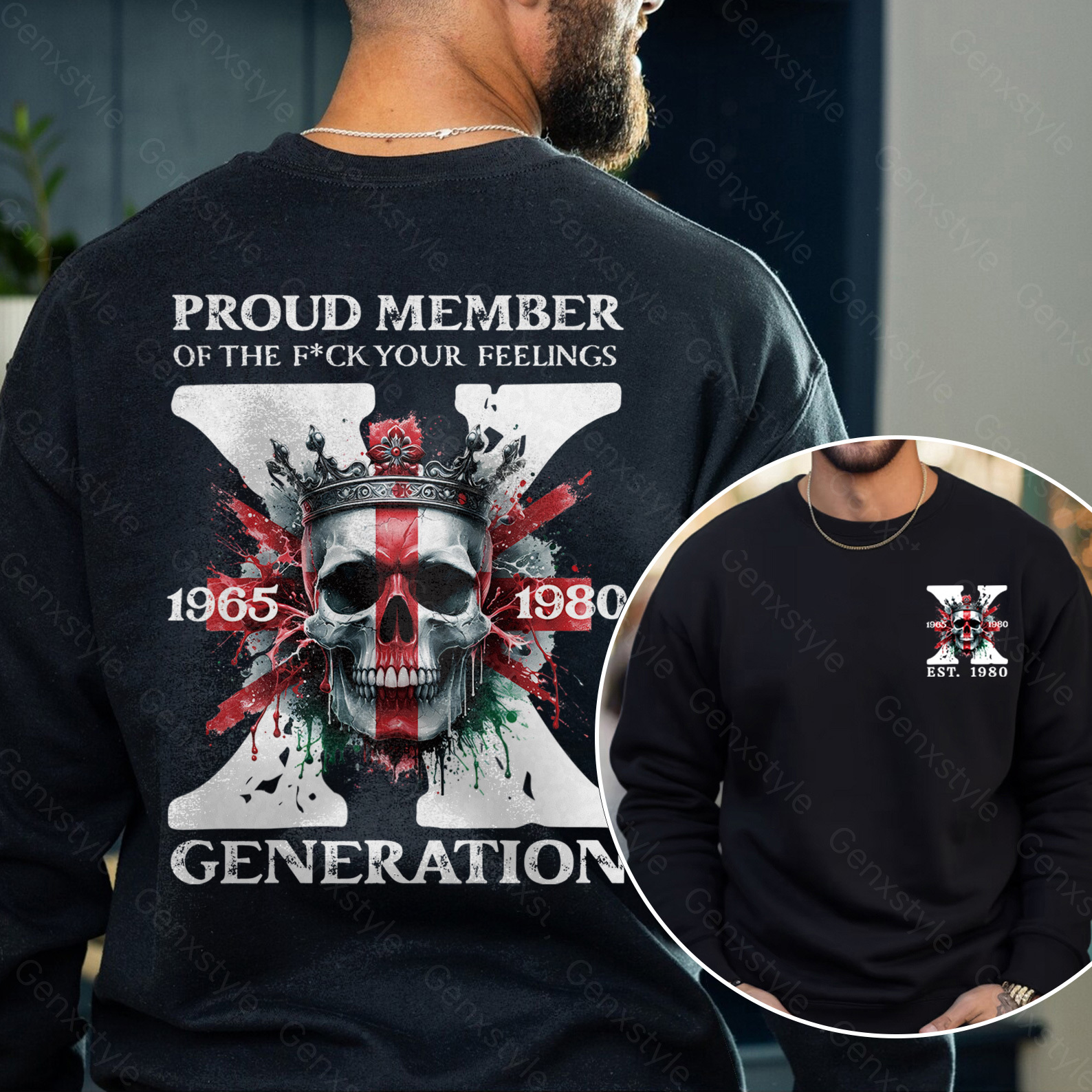 Britain Funny Skull Generation X Crewneck