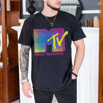 MTV Distressed Fluorescent Gradient Logo T-shirt