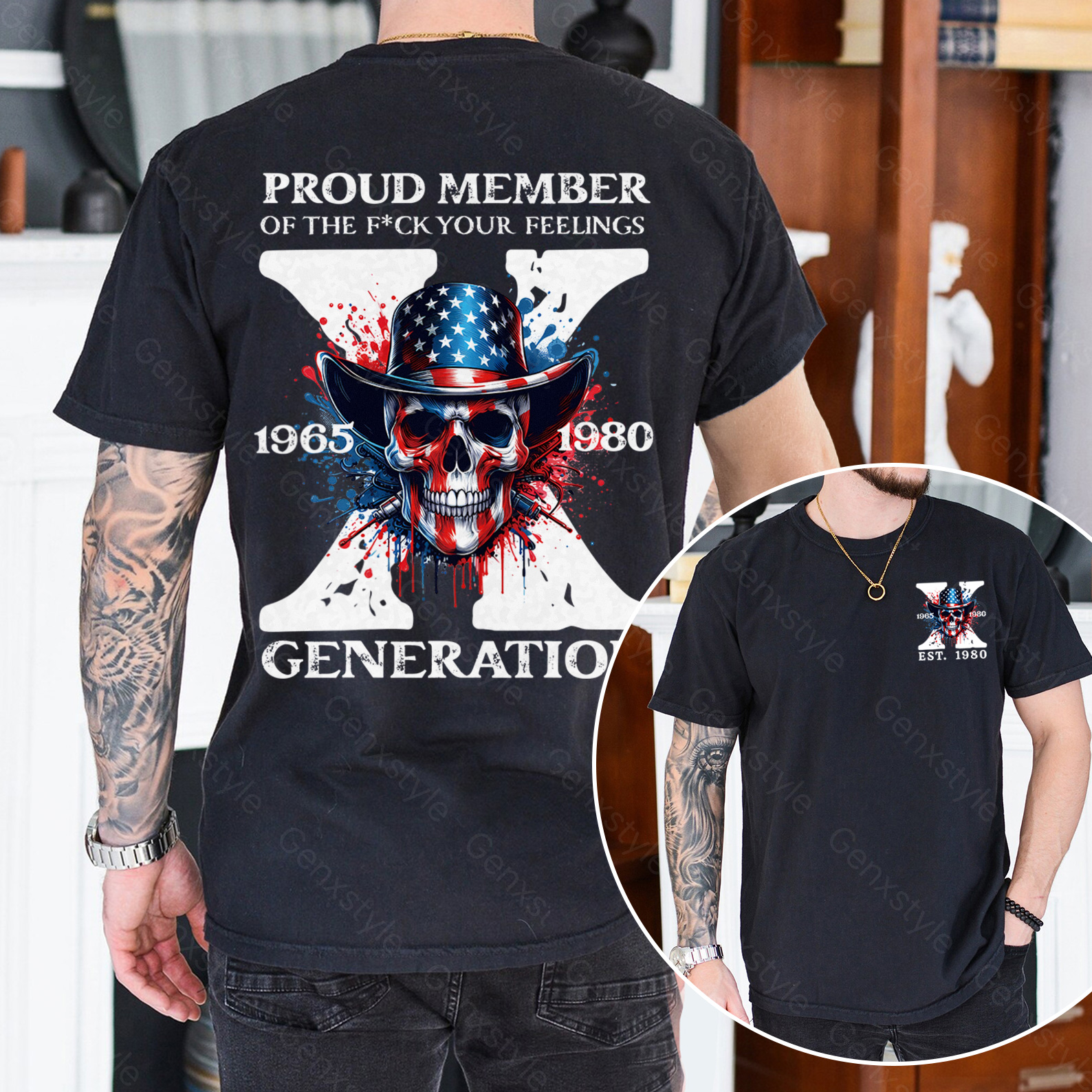 America Funny Skull Generation X T-shirt