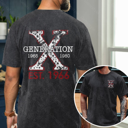 Washed Proud Gen X Member Customize Year Double Side Print T-shirt