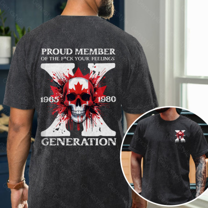 Washed Canada Funny Skull Generation X T-shirt