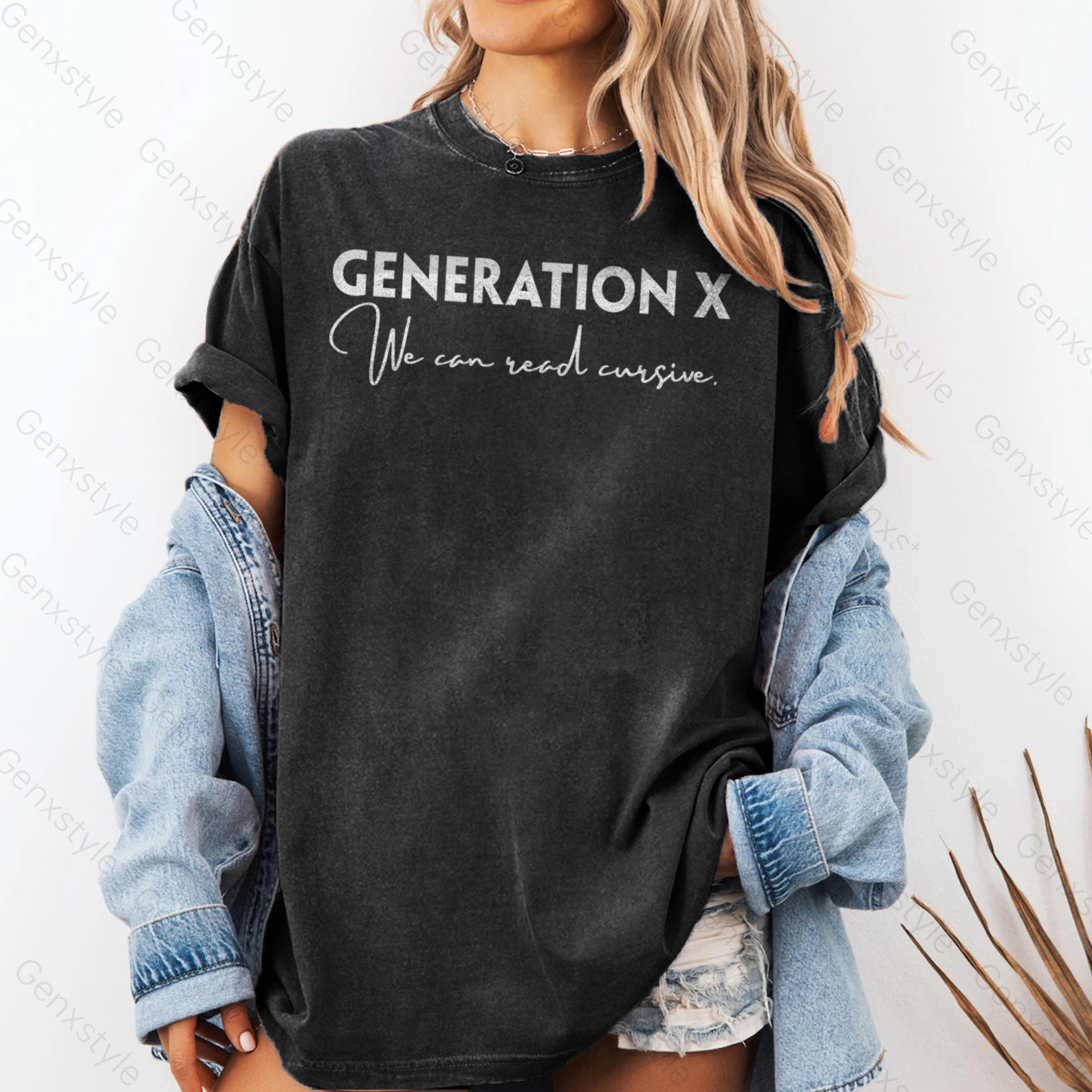 Washed Gen X We Can Read Cursive T-shirt
