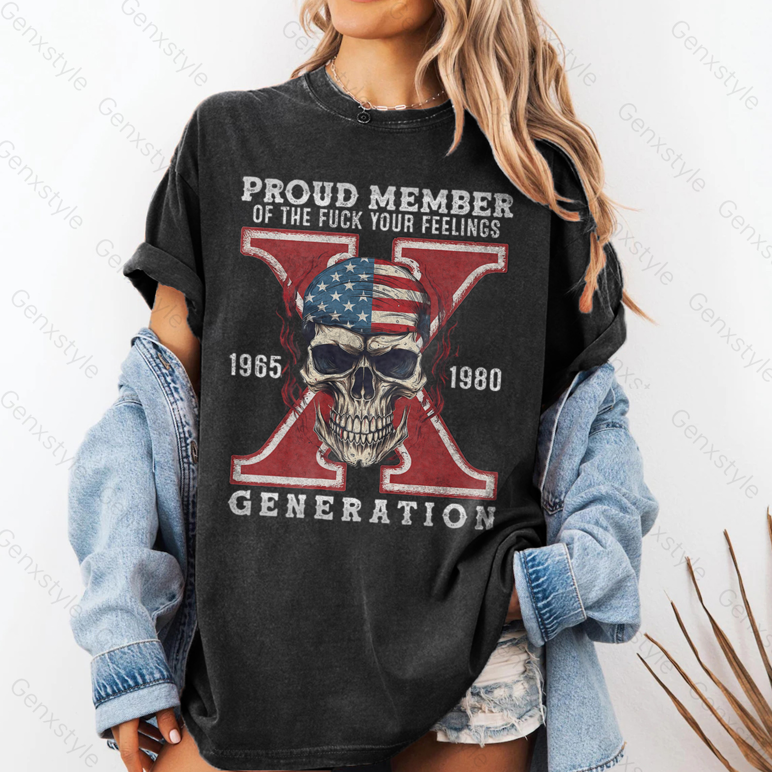 Washed Skull Halloween Gen X T-shirt