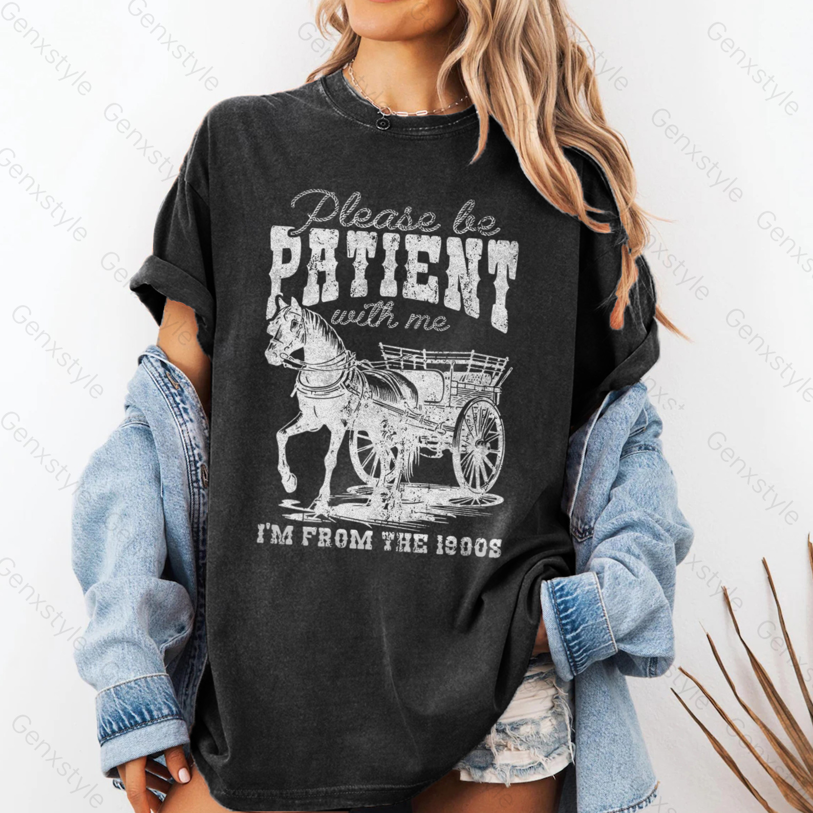 Washed Please Be Patient with Me, I'm From the 1900's - Print Unisex Shirt II