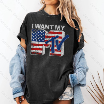 Washed I Want My MTV USA T-shirt