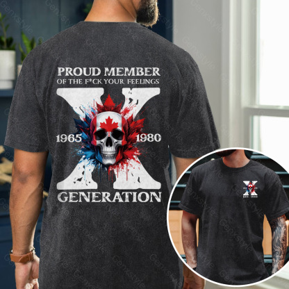 Washed Canada Funny Skull Generation X T-shirt