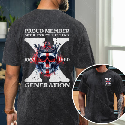 Washed Britain Funny Skull Generation X T-shirt