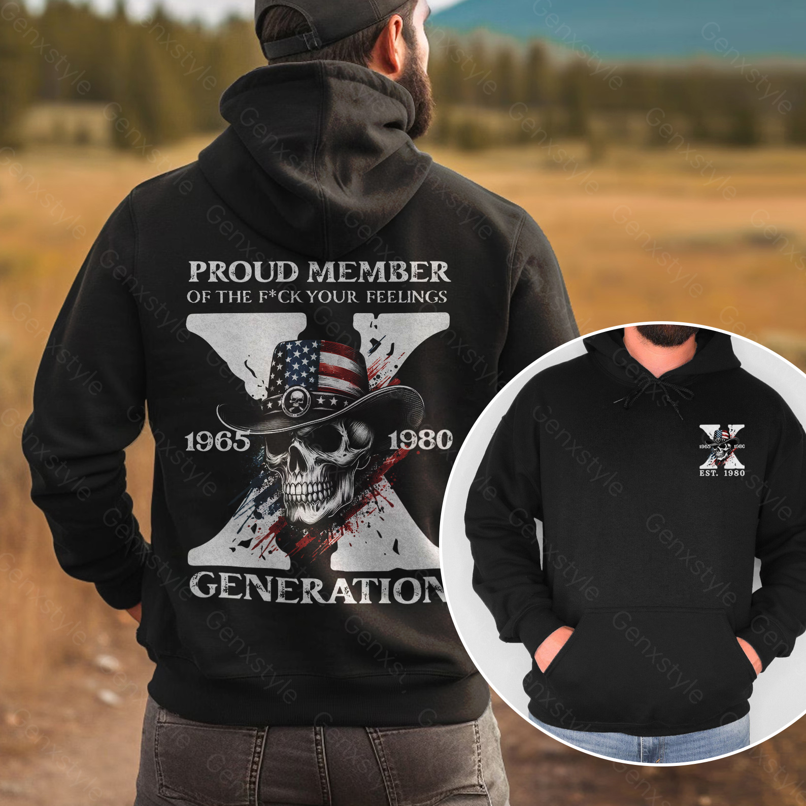 America Funny Skull Generation X Hoodie