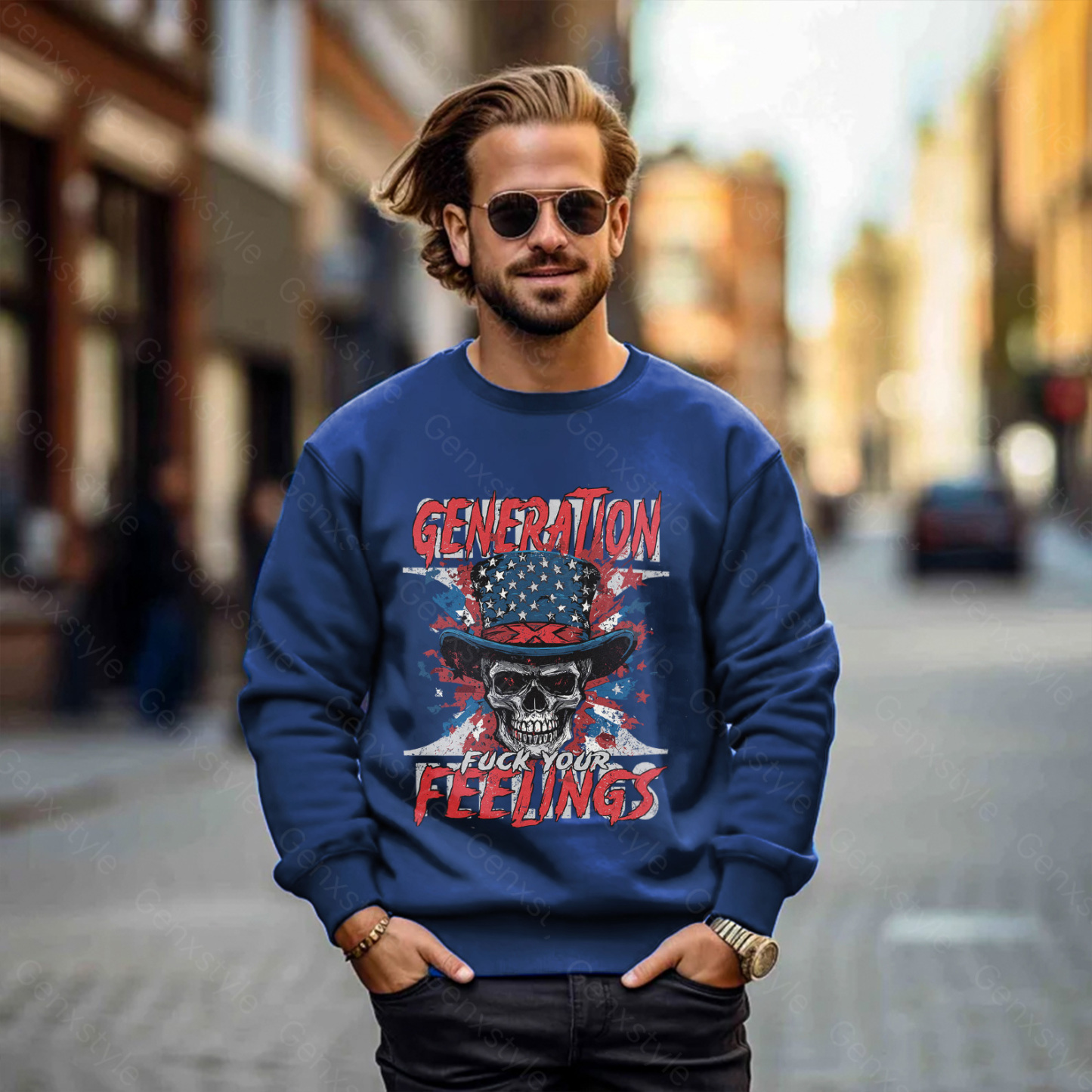 Generation X Fuck Your Feelings American Skull Crewneck