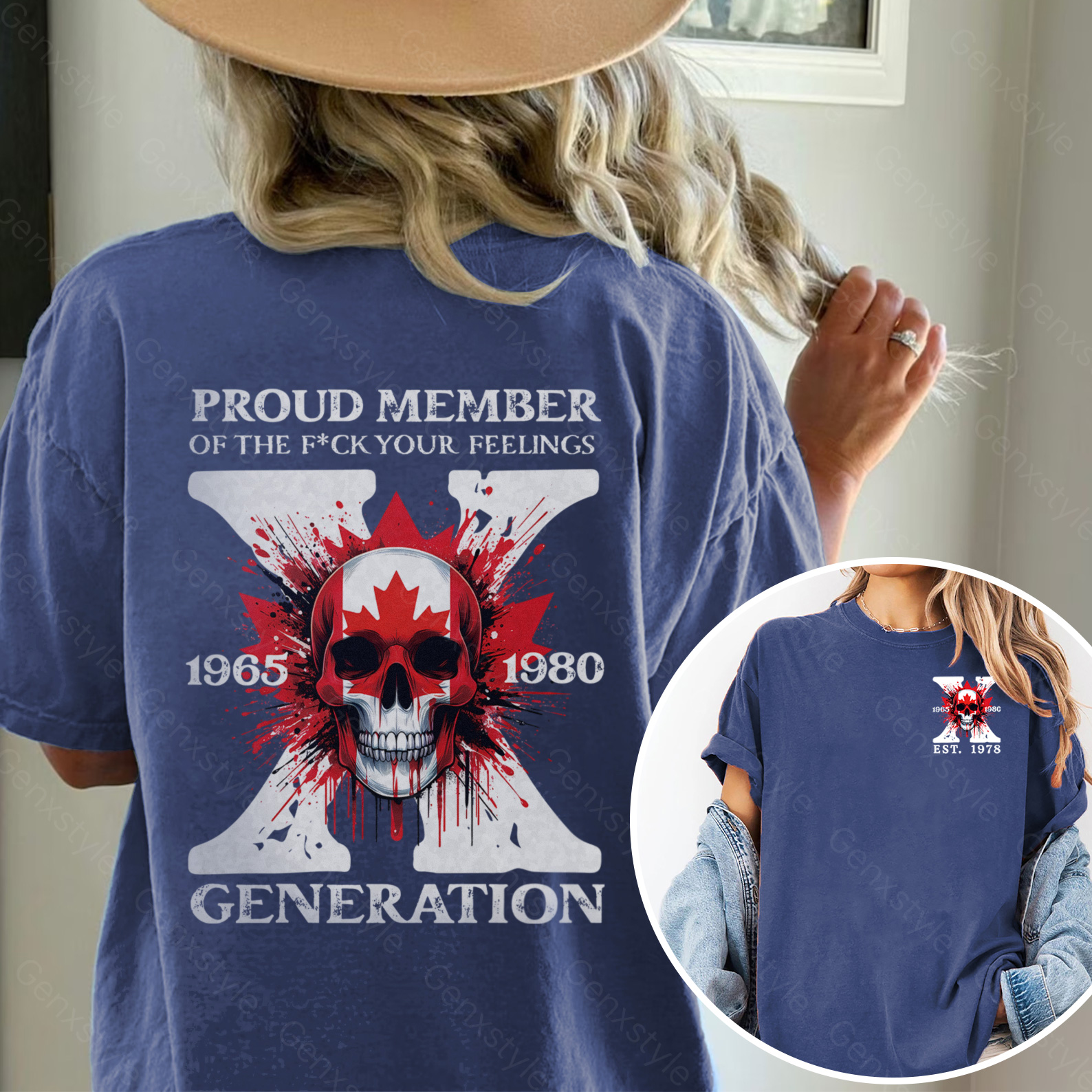 Washed Canada Funny Skull Generation X T-shirt