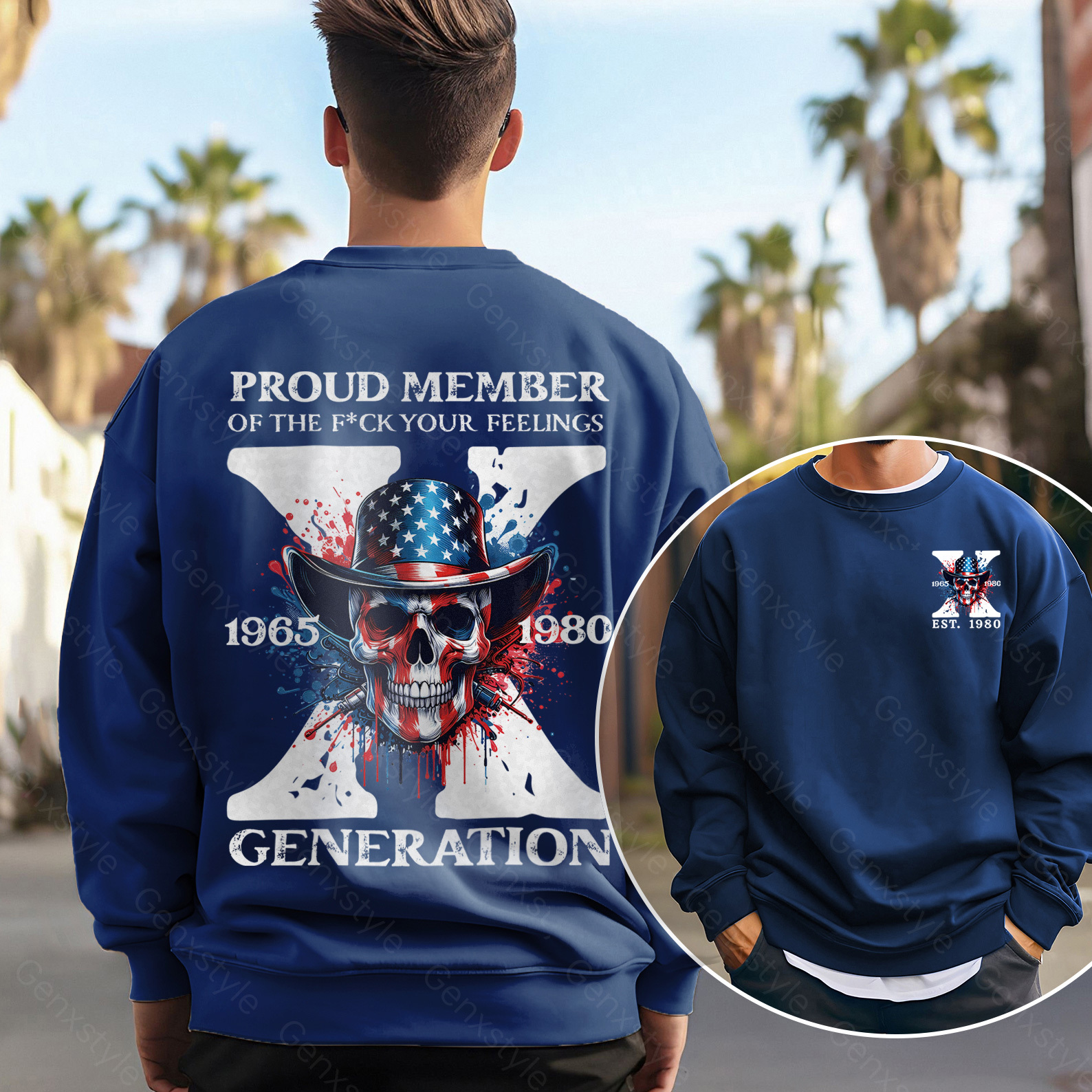America Funny Skull Generation X Crewneck