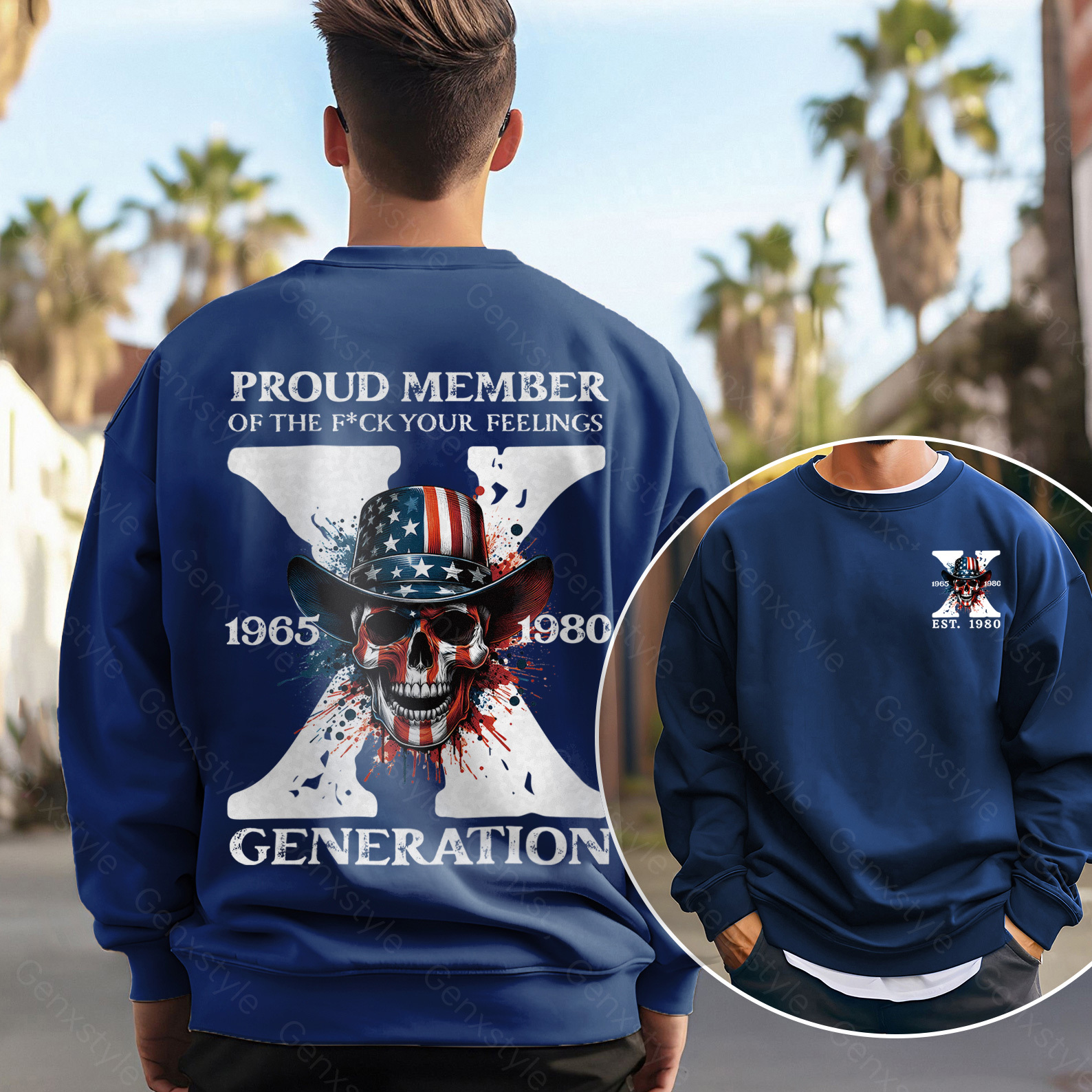 America Funny Skull Generation X Crewneck