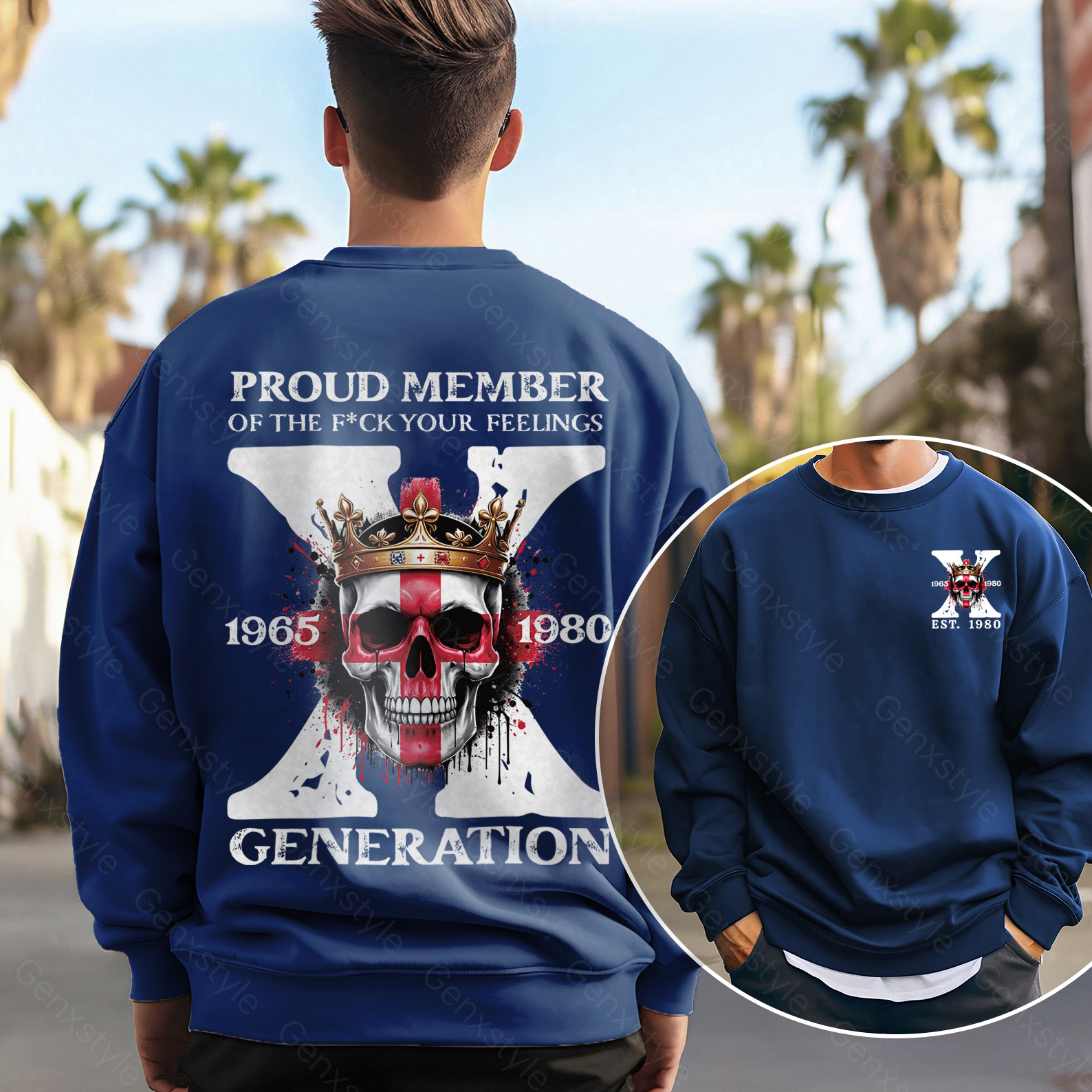Britain Funny Skull Generation X Crewneck
