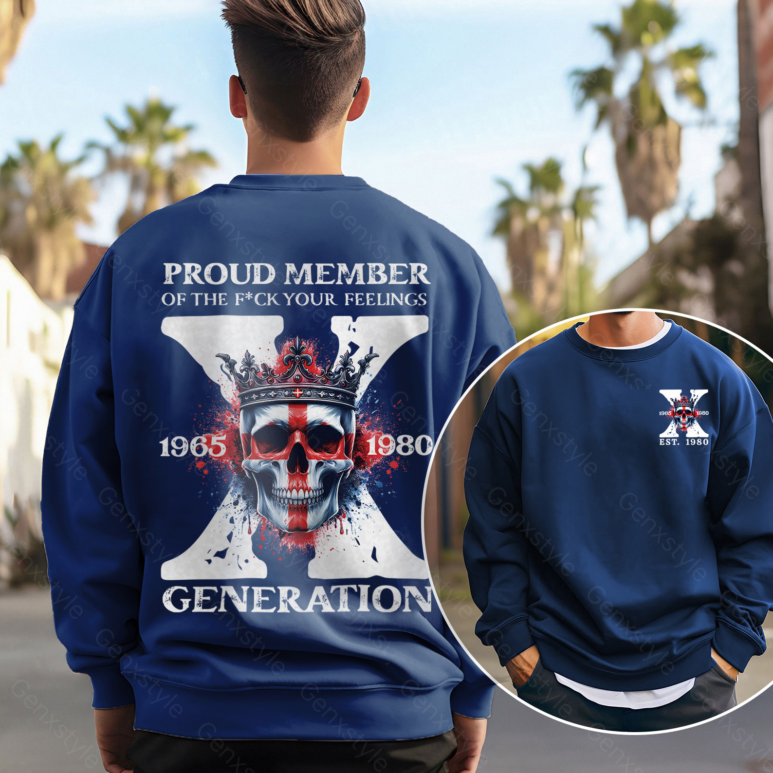 Britain Funny Skull Generation X Crewneck
