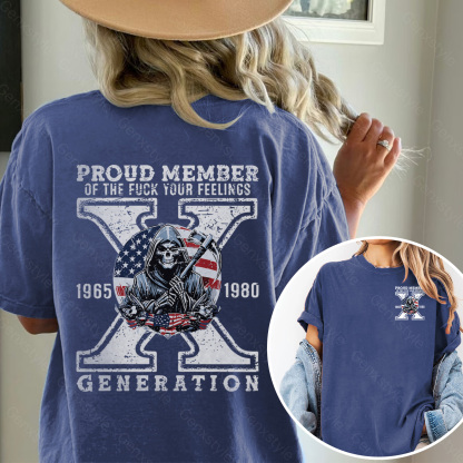 Washed Generation X Skull Design T-shirt