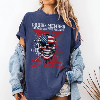 Washed Funny Skull Halloween Generation X T-shirt