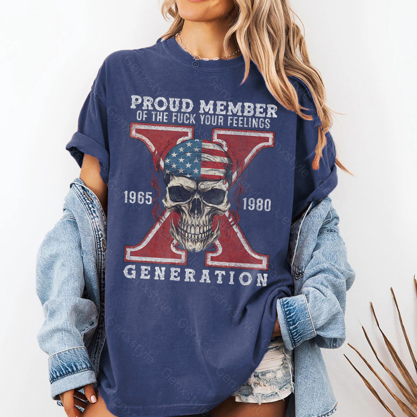 Washed Skull Halloween Gen X T-shirt