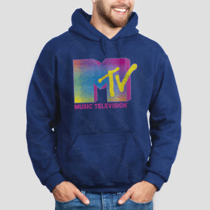 MTV Distressed Fluorescent Gradient Logo Hoodie