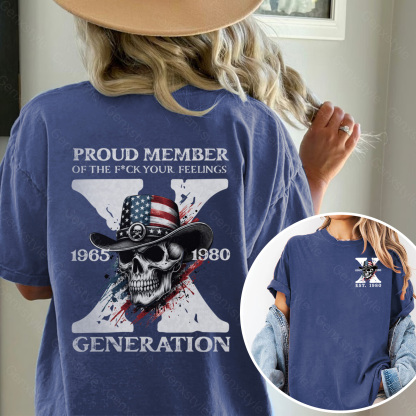 Washed America Funny Skull Generation X T-shirt