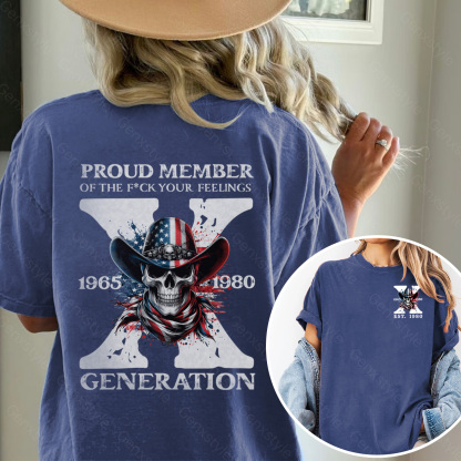 Washed America Funny Skull Generation X T-shirt