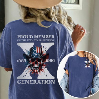 Washed America Funny Skull Generation X T-shirt