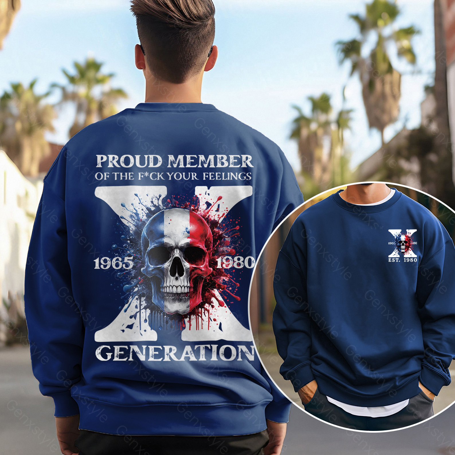 France Funny Skull Generation X Crewneck