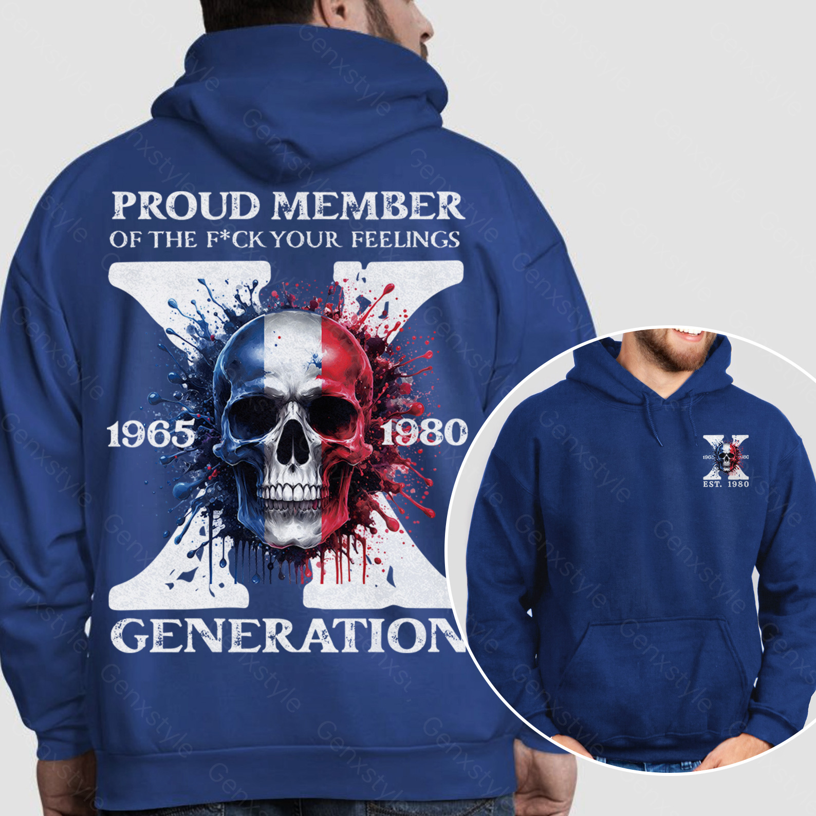 France Funny Skull Generation X Hoodie
