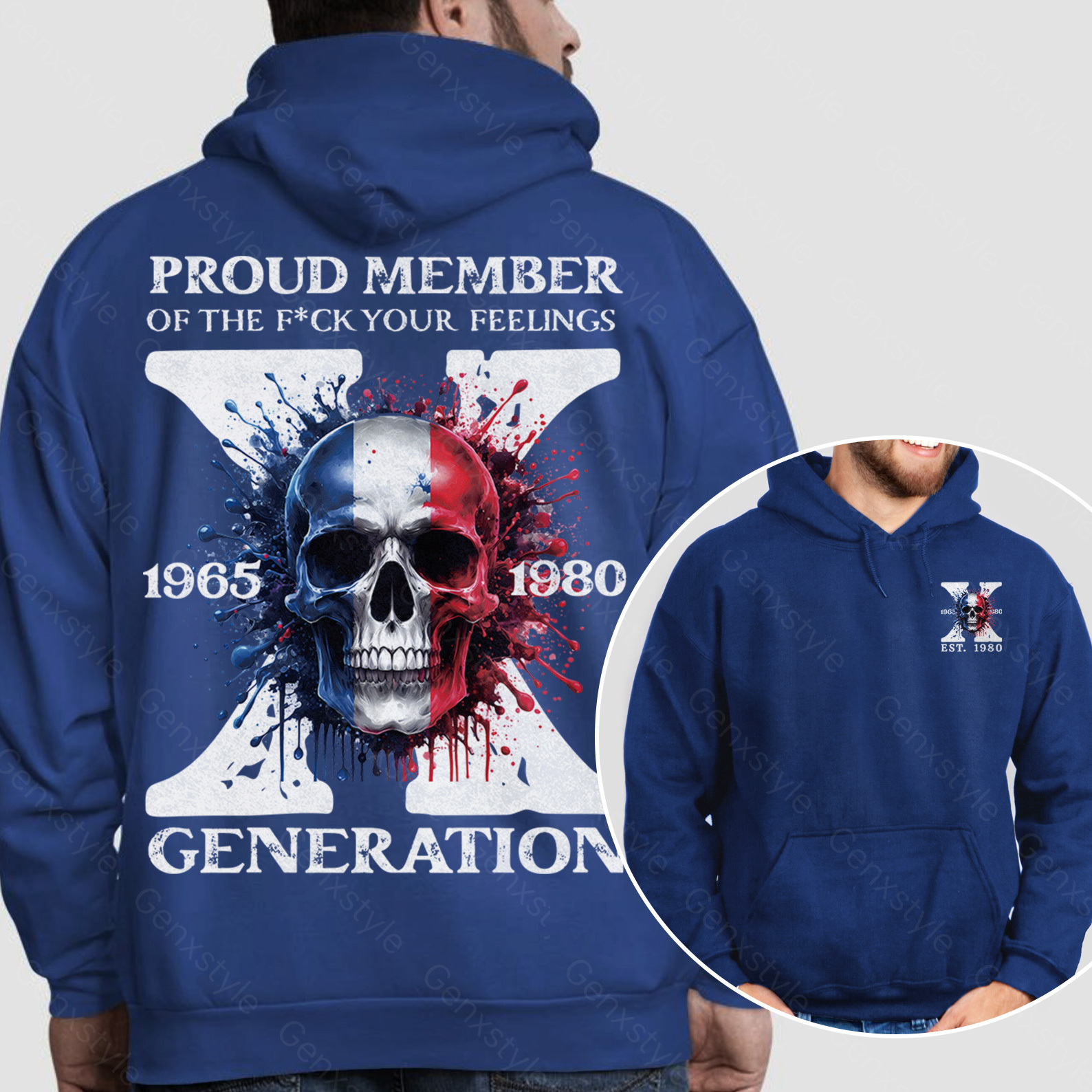 France Funny Skull Generation X Hoodie