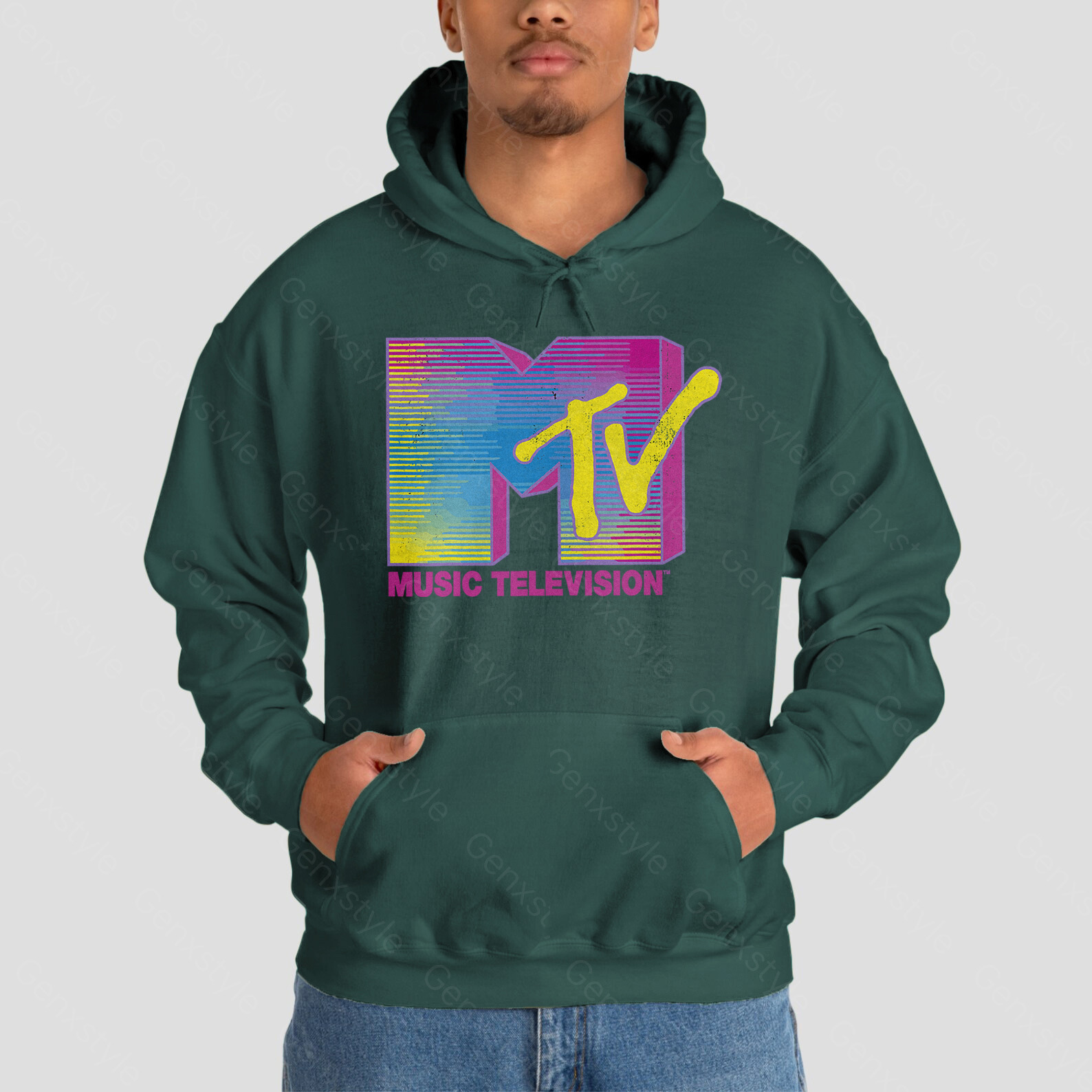 MTV Distressed Fluorescent Gradient Logo Hoodie