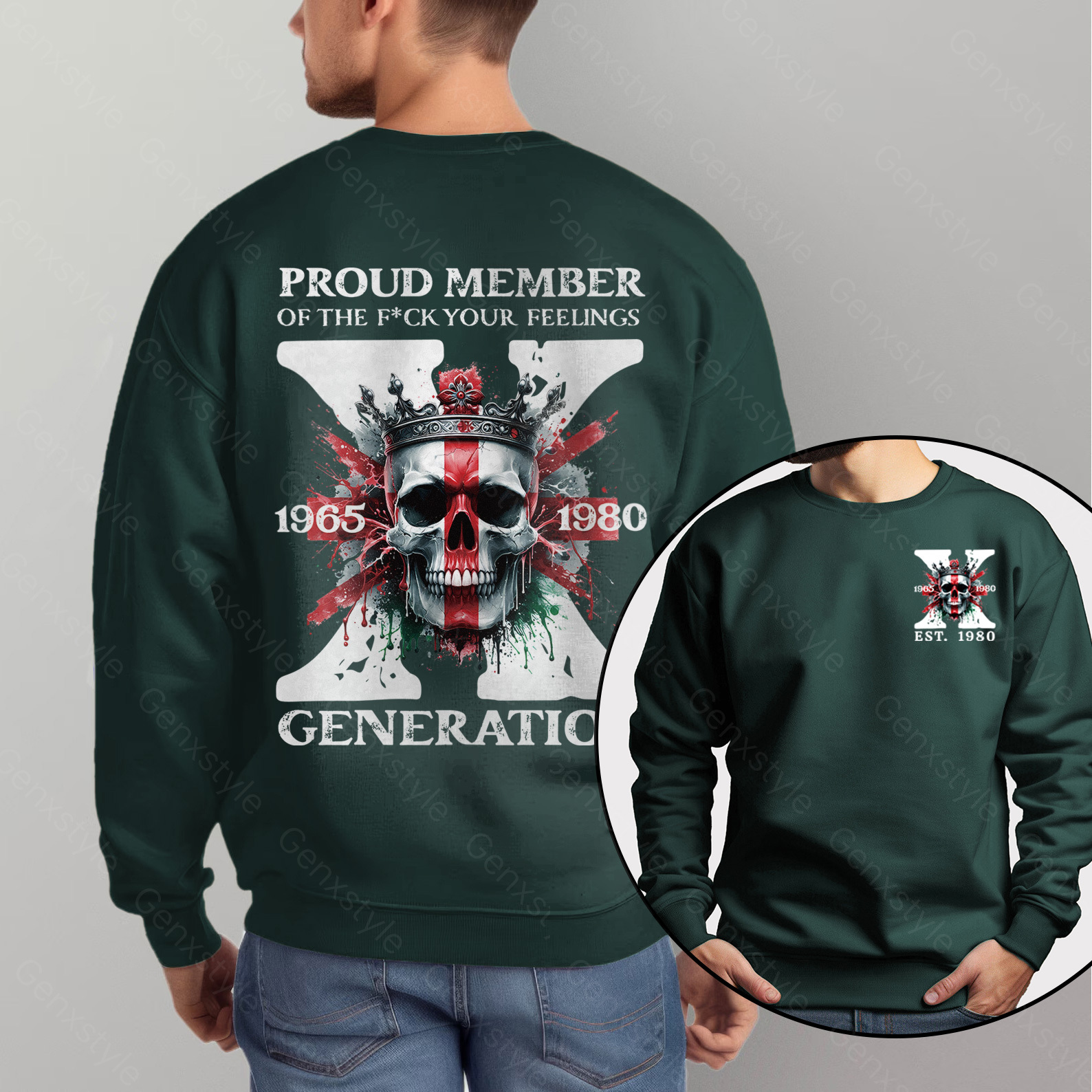 Britain Funny Skull Generation X Crewneck