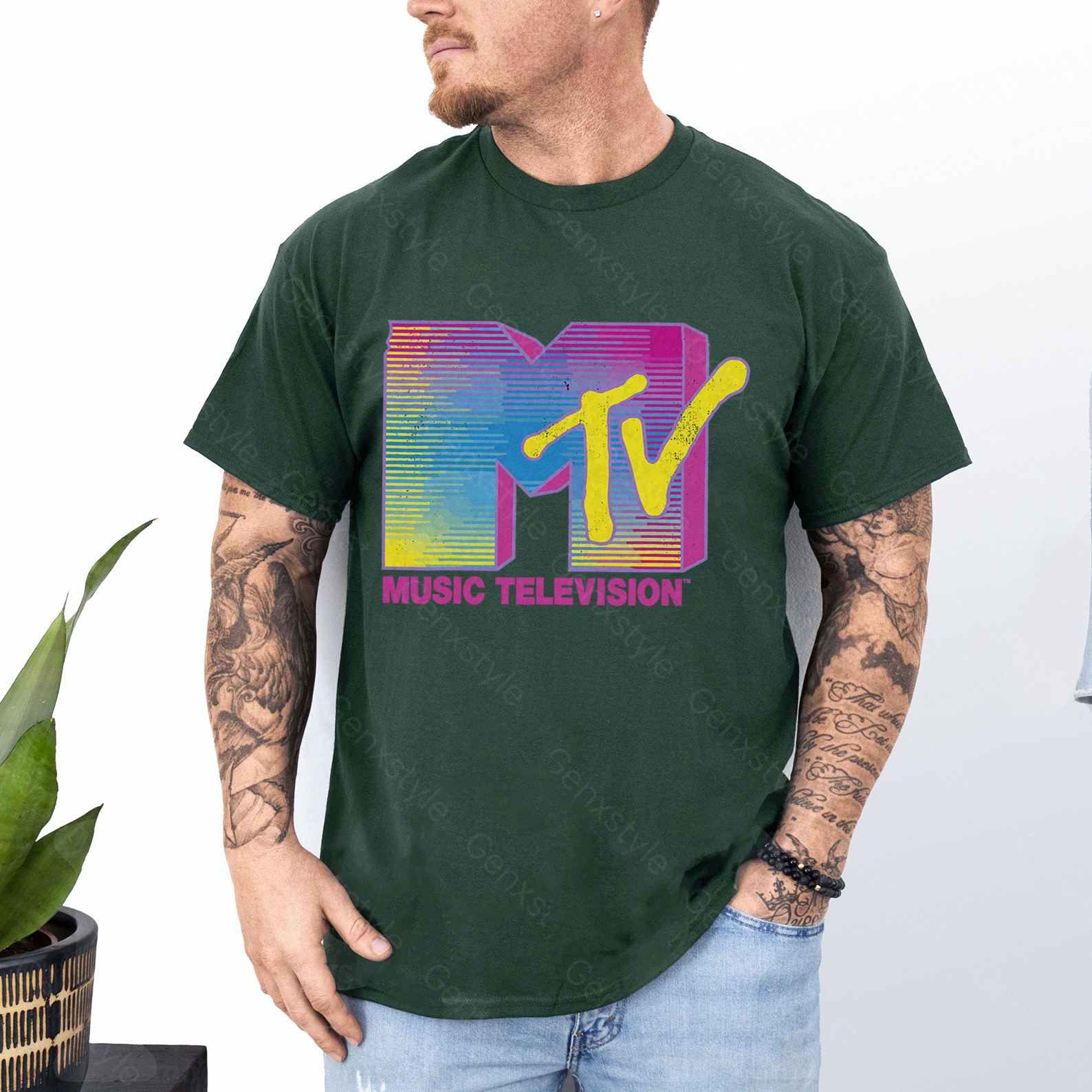 MTV Distressed Fluorescent Gradient Logo T-shirt