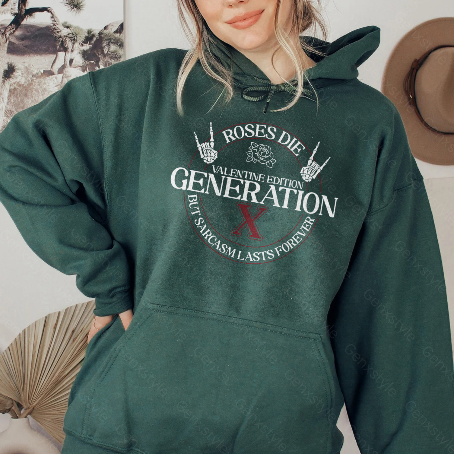 Gen X Roses Die But Sarcasm Lasts Forever Hoodie
