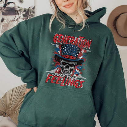 Generation X Fuck Your Feelings American Skull Hoodie