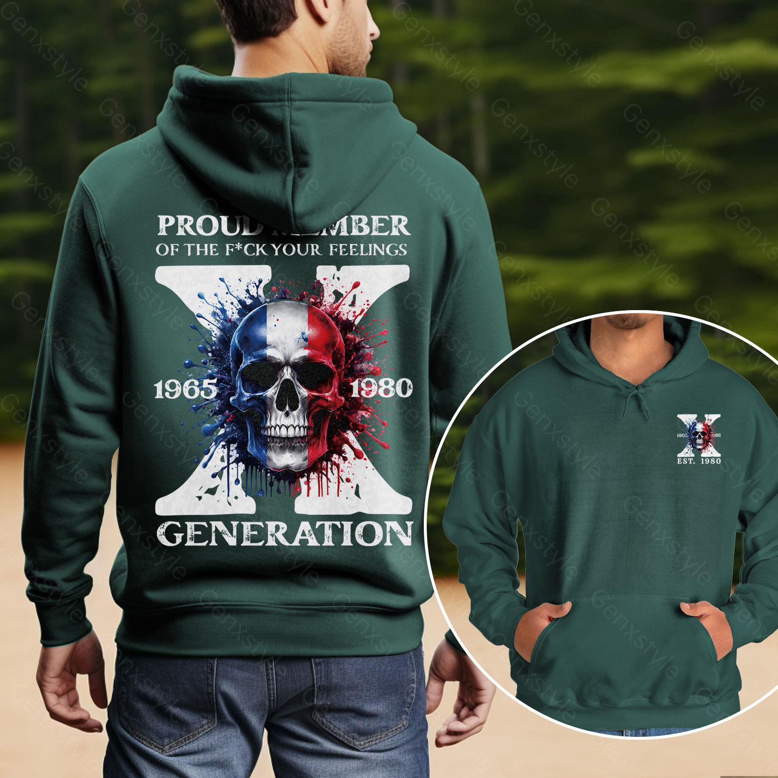 France Funny Skull Generation X Hoodie