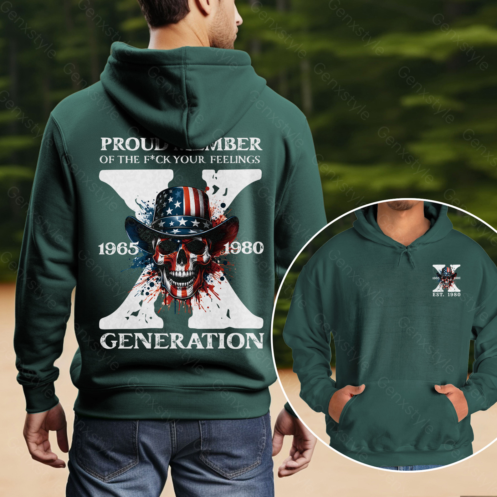 America Funny Skull Generation X Hoodie